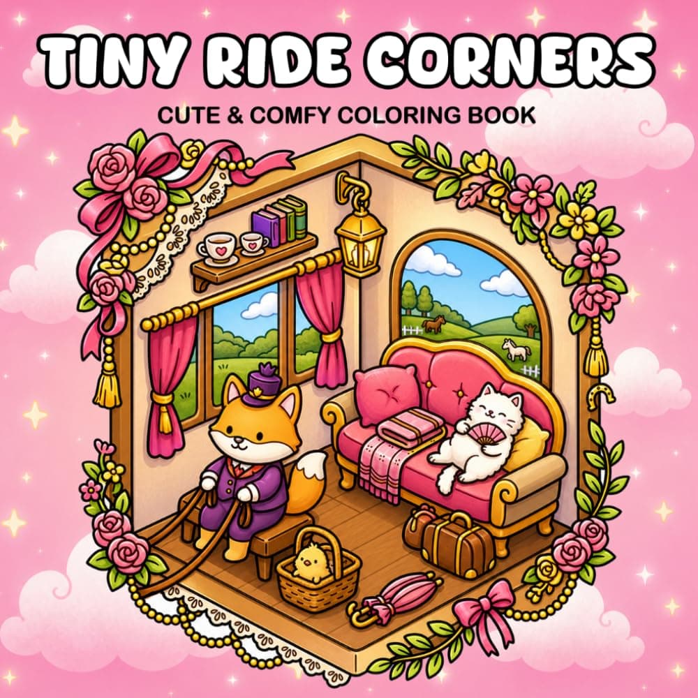 Tiny Ride Corners Cute & Comfy Coloring Book
