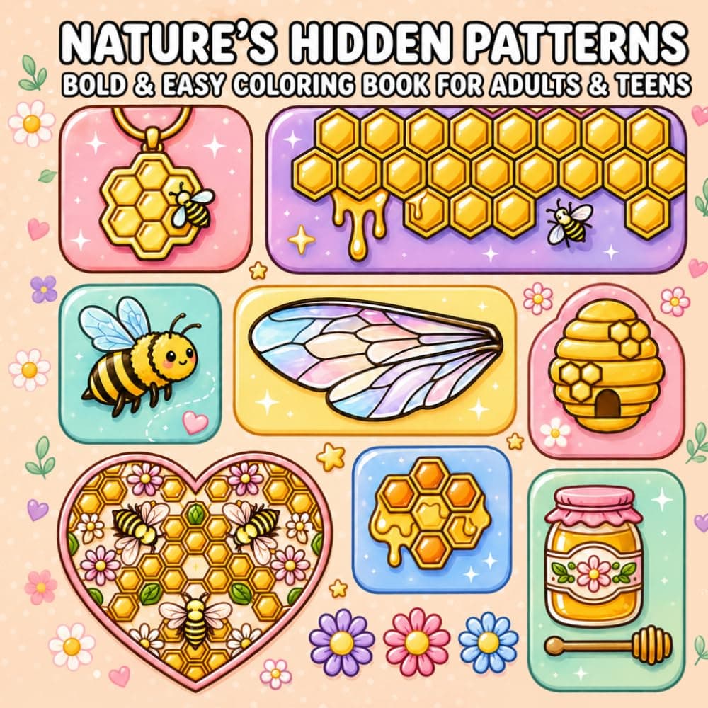 Nature's Hidden Patterns Bold & Easy Coloring Book for Adults & Teens