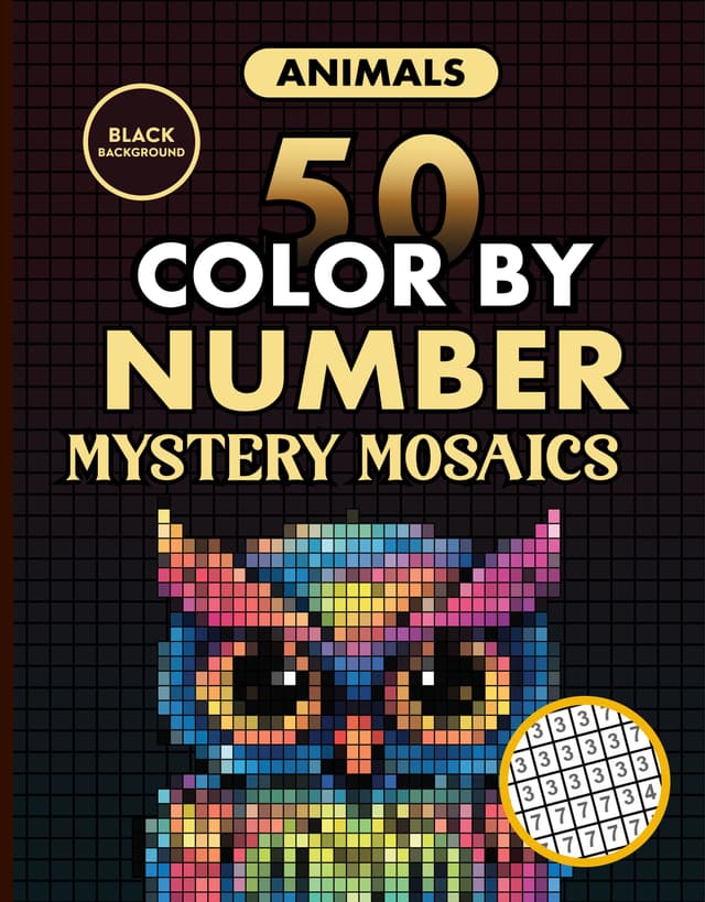 50 Animals Color by Number Mystery Mosaics