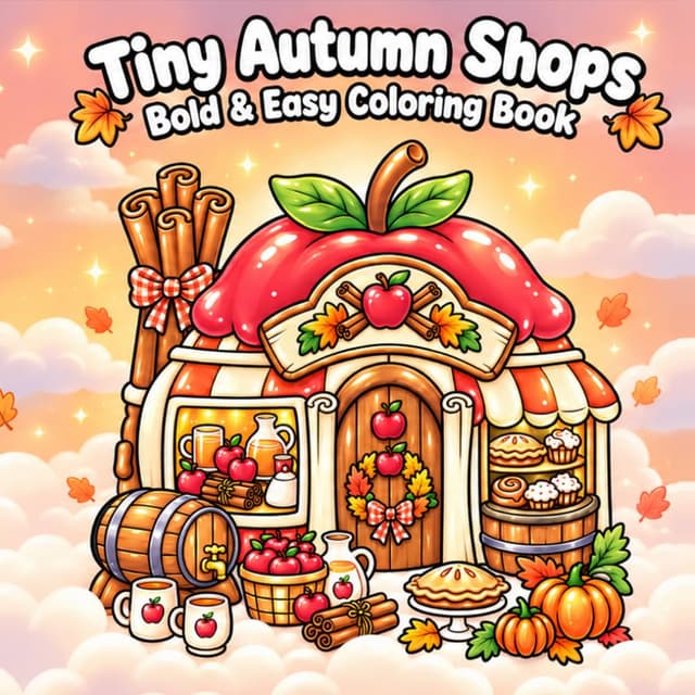 Tiny Autumn Shops Bold & Easy Coloring Book