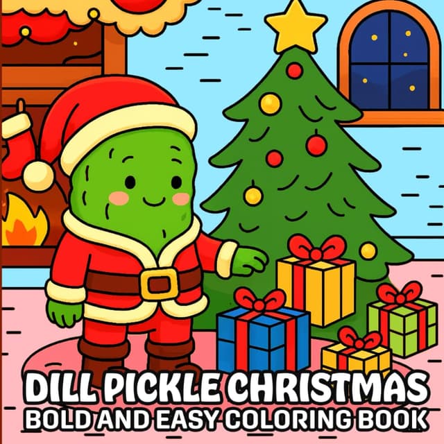 Dill Pickle Christmas: Bold and Easy Coloring Book for Kids, Teens, and Adults