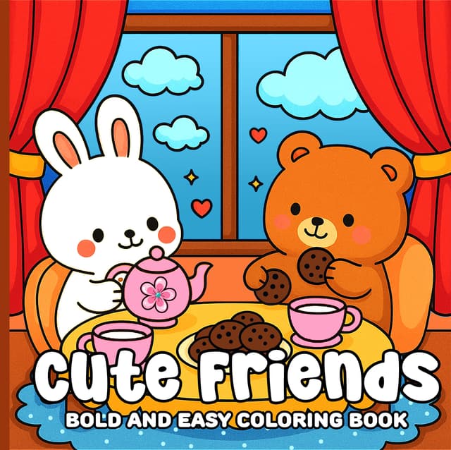 Cute Friends Bold and Easy Coloring Book